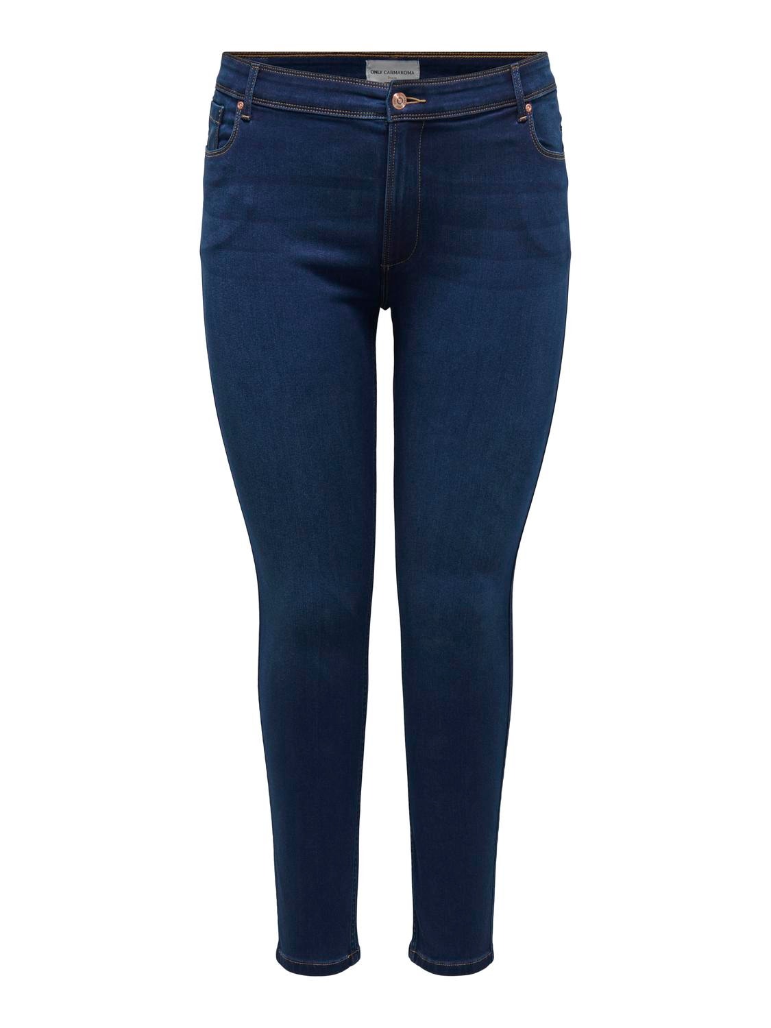 ONLY Jeans Skinny Fit Taille moyenne -Dark Blue Denim - 15307666