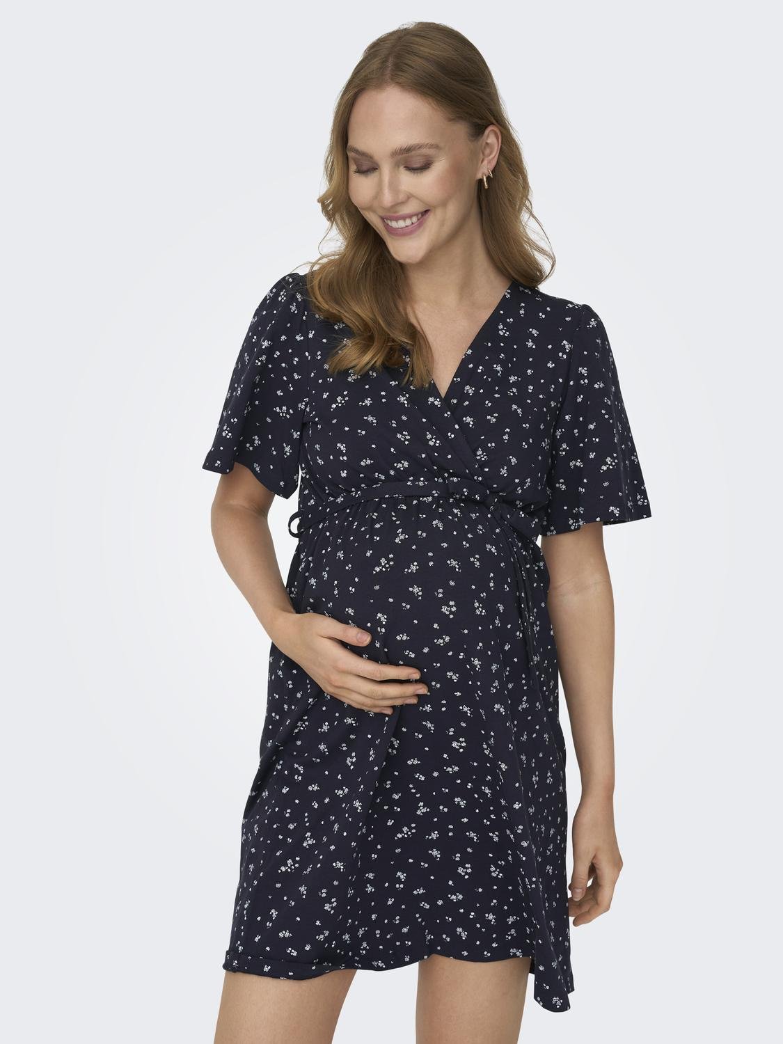 ONLY Regular Fit V-Neck Maternity Long dress -Night Sky - 15307707