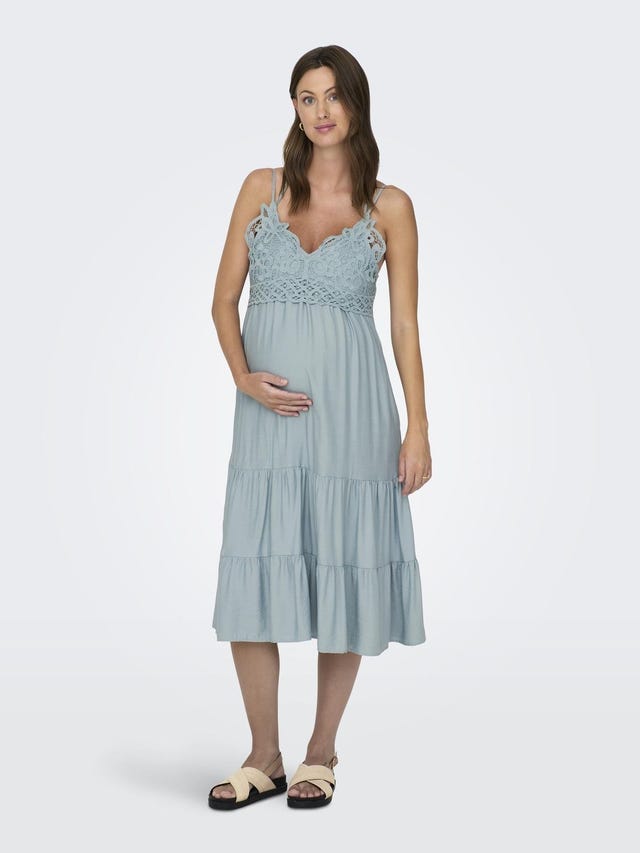 ONLY Normal geschnitten Splitneck Maternity Langes Kleid - 15307849