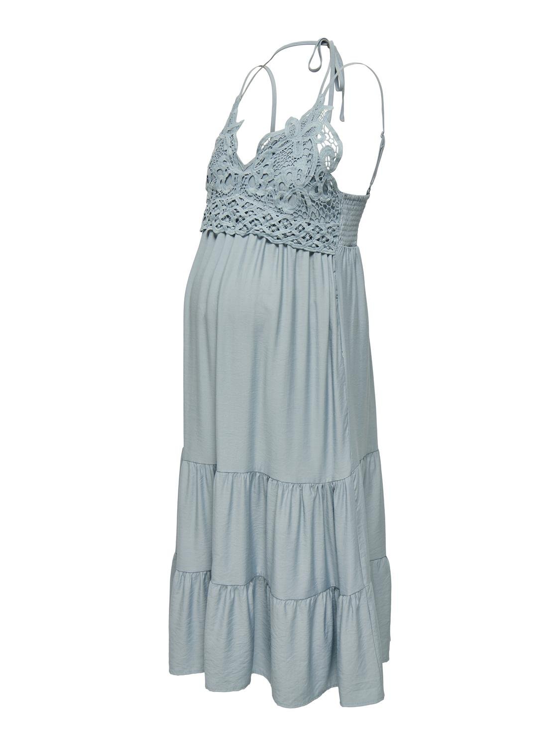 ONLY Mama maxi dress with lace detail -Blue Mirage - 15307849