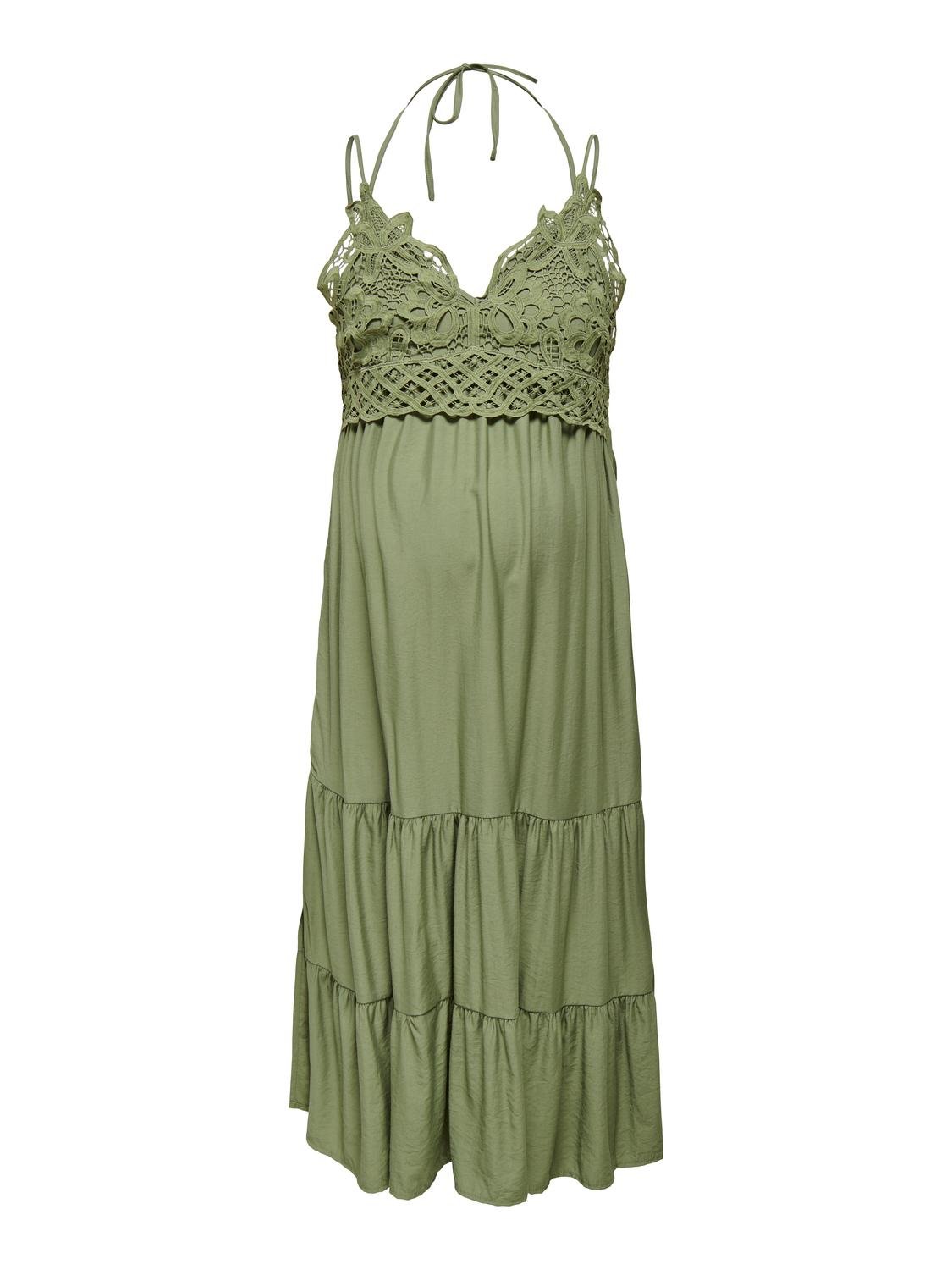 ONLY Regular fit Split hals Zwangerschap Lange jurk -Capulet Olive - 15307849