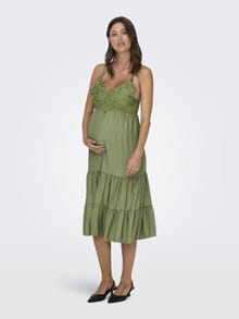 ONLY Normal passform Delad hals Graviditet Lång klänning -Capulet Olive - 15307849