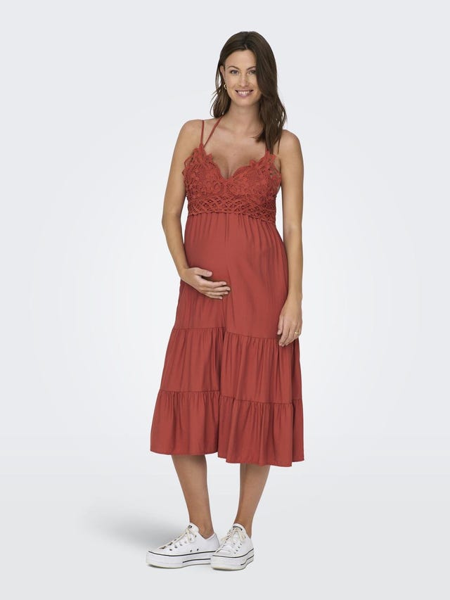 ONLY Regular Fit Split neck Maternity Long dress - 15307849