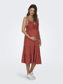 ONLY Regular Fit Splitthals Maternity Lang kjole -Baked Clay - 15307849