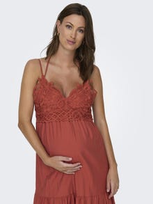 ONLY Mama maxi dress with lace detail -Baked Clay - 15307849