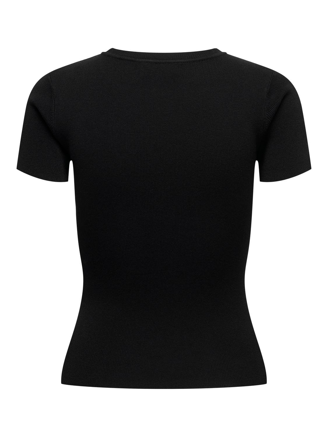 ONLY O-NECK TOP WITH SHORT SLEEVES -Black - 15307860