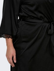 ONLY curvy Satin lace kimono  -Black - 15307903