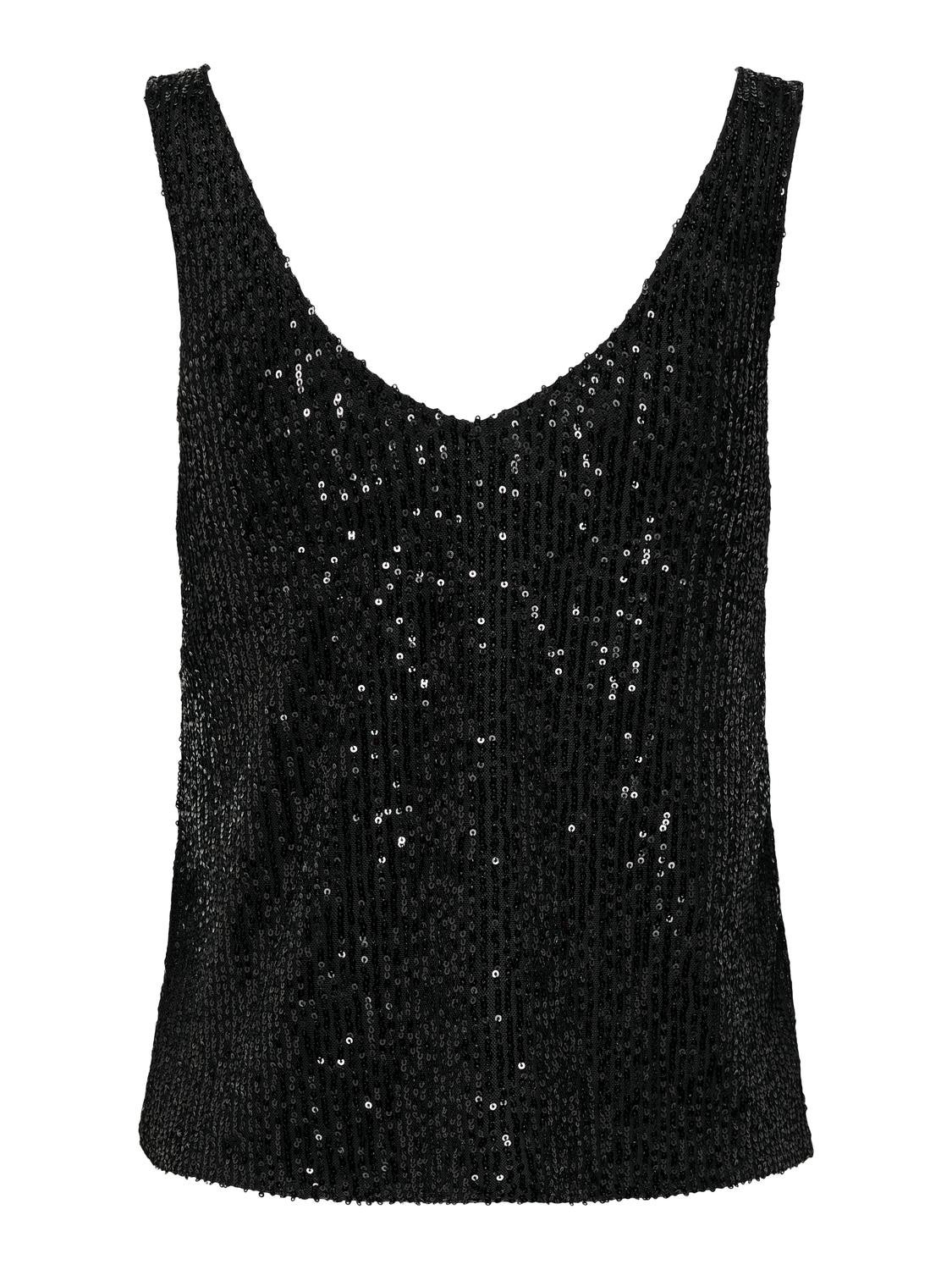 Black sequin hot sale sleeveless top