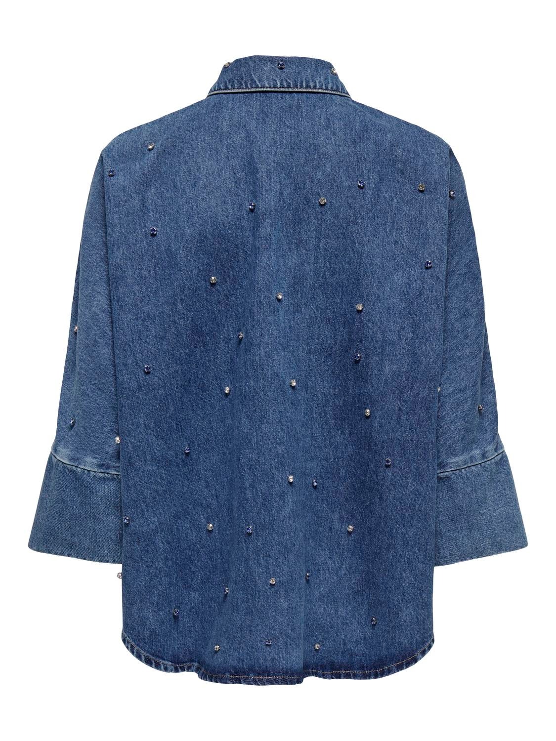ONLY Oversize Fit Shirt collar High cuffs Shirt -Medium Blue Denim - 15307936