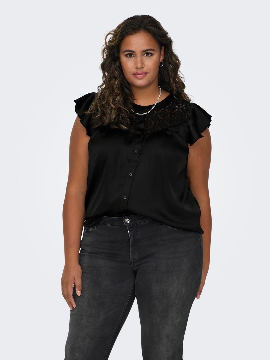 ONLY Curvy o-neck top -Black - 15308064