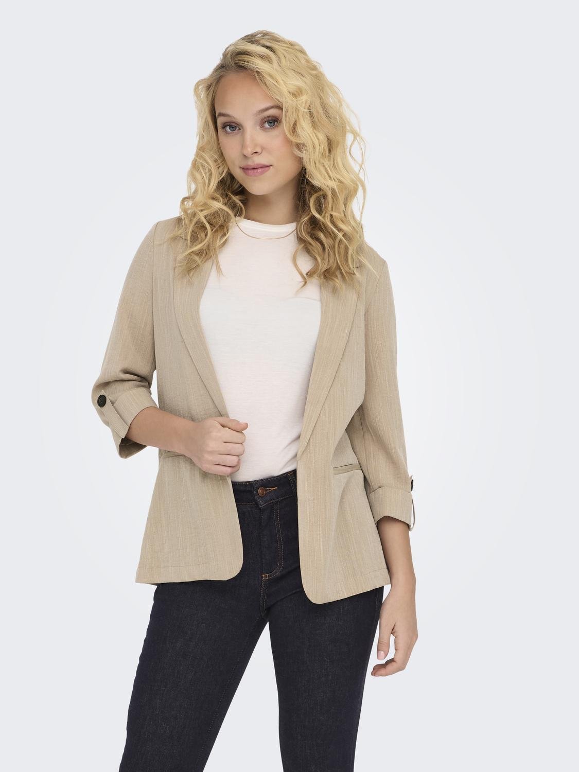 ONLY Blazers Loose Fit Col à revers -Safari - 15308084