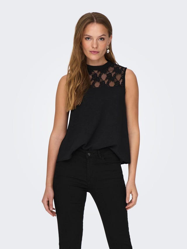 ONLY high neck top with lace - 15308119