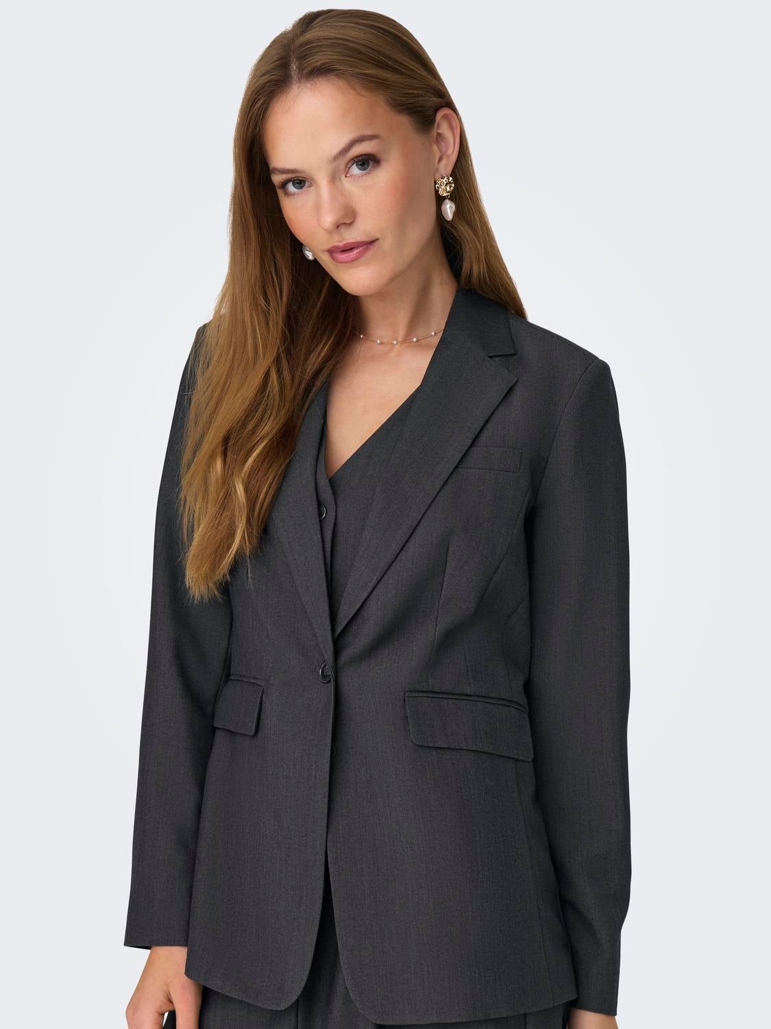 Dark grey hot sale blazer womens