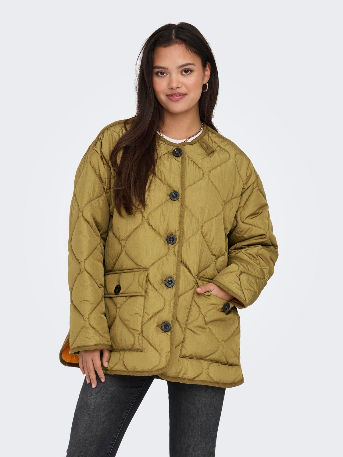 ONLY Quilted jacket with o-neck -Dull Gold - 15308581
