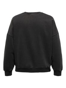 ONLY Curvy o-neck sweatshirt -Black - 15308669