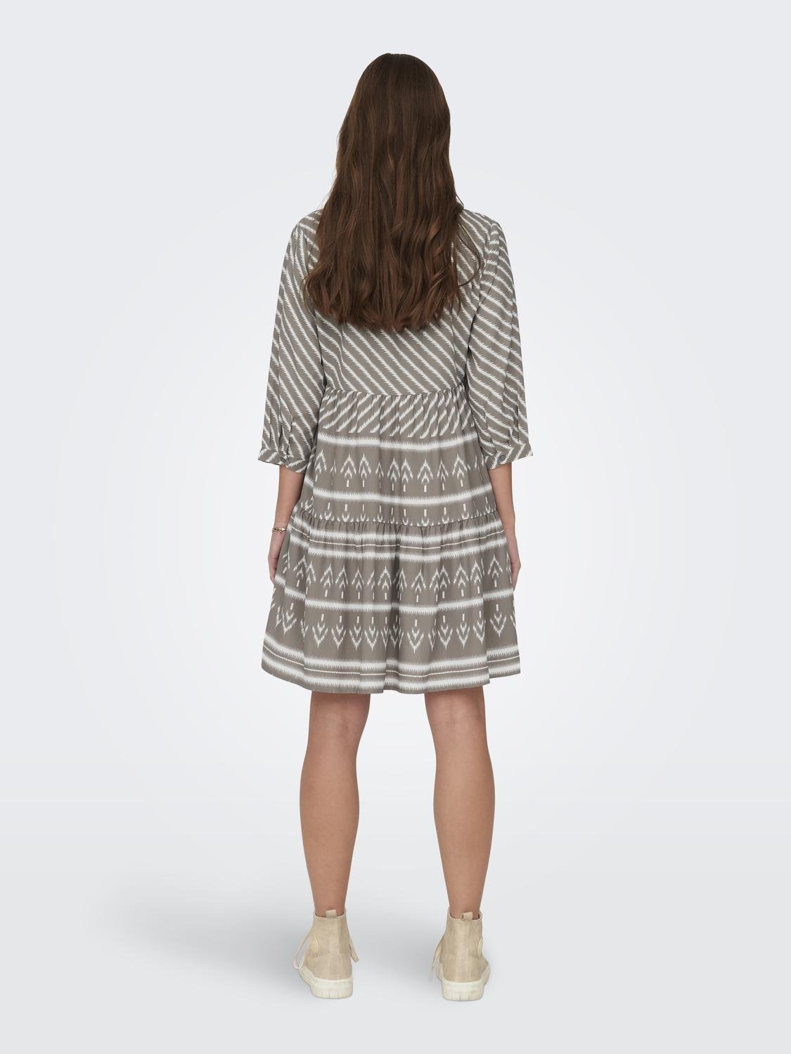 ONLY Regular Fit V-hals Kort kjole -Driftwood - 15308686
