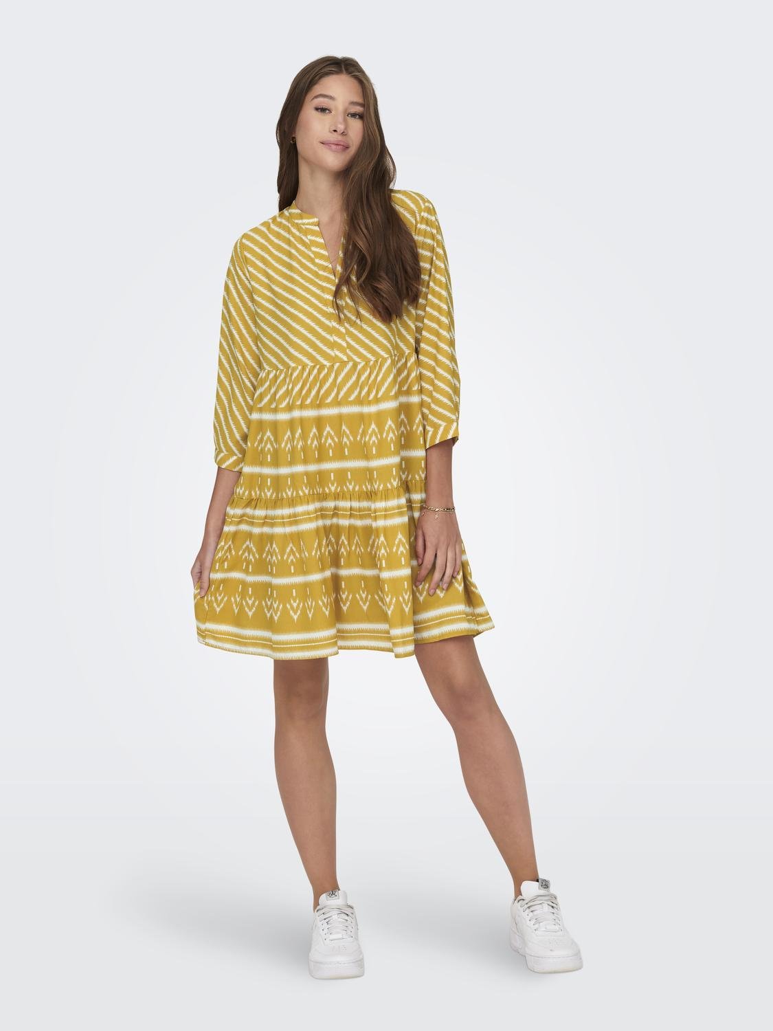 ONLY Regular Fit V-hals Kort kjole -Tawny Olive - 15308686