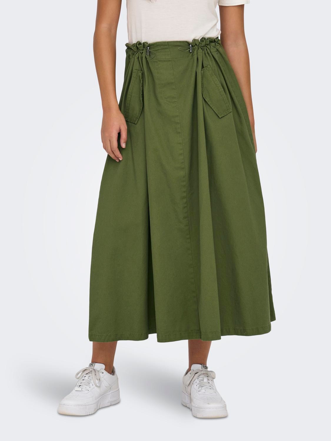 ONLY Medelhög midja Lång kjol -Capulet Olive - 15308771