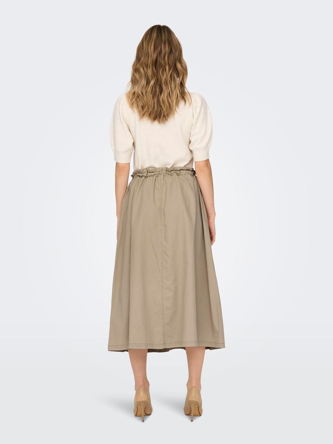 ONLY Mid waist Long skirt -White Pepper - 15308771