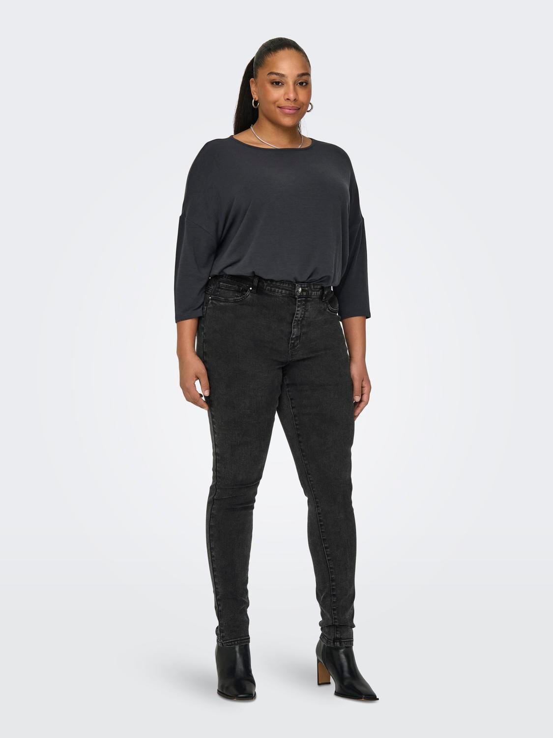 ONLY Skinny Fit Hohe Taille Jeans -Washed Black - 15308803