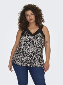 ONLY Curvy v-neck top with lace -Black - 15308828