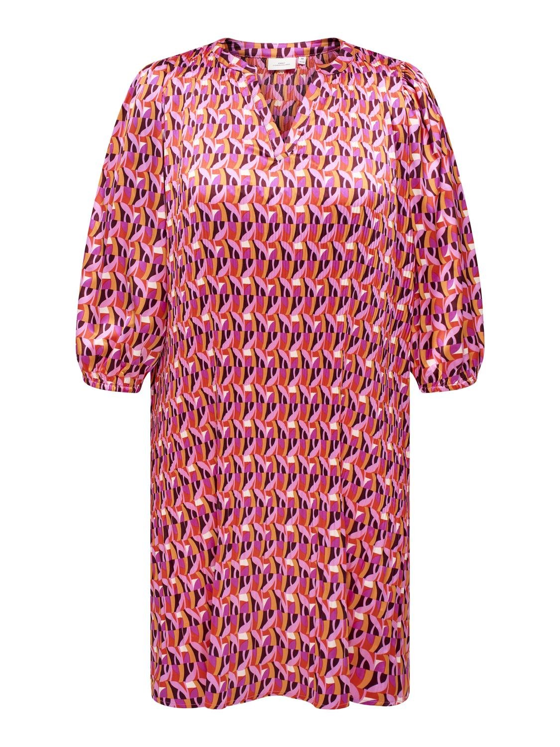 ONLY Normal geschnitten V-Ausschnitt Kurzes Kleid -Teaberry - 15308830