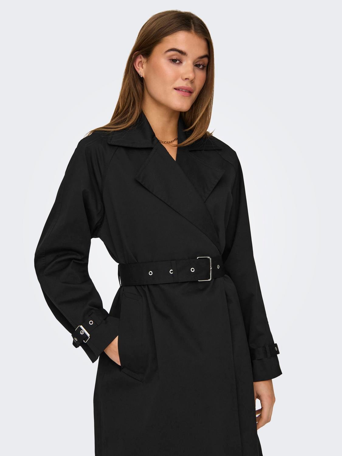 High neck clearance trench coat