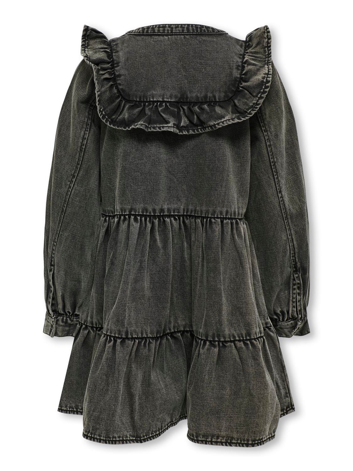 ONLY Mini denim o-neck dress -Washed Black - 15308929