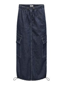 ONLY Medelhög midja Lång kjol -Dark Blue Denim - 15309040