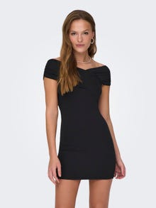 ONLY Slim Fit Off Shoulder Kort kjole -Black - 15309101