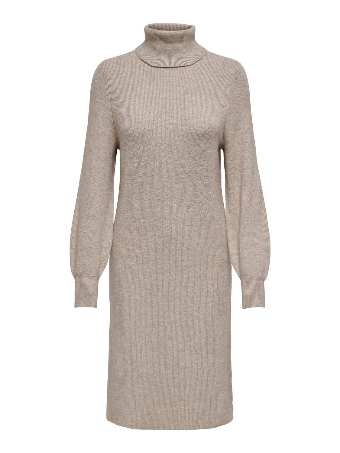 Comfort Fit Roll neck Long dress | Medium Brown | ONLY®