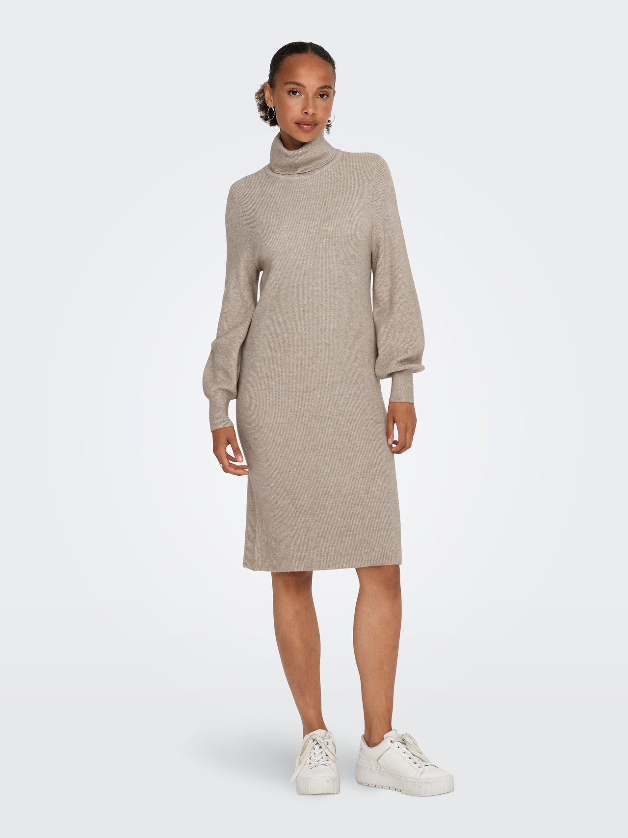 Robe longue Comfort Fit Col roulé Bas hauts | Marron moyen | ONLY®