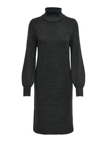 ONLY Comfort Fit Roll neck High cuffs Long dress -Dark Grey Melange - 15309197