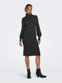 ONLY Comfort fit Rolkraag Hoge manchetten Lange jurk -Dark Grey Melange - 15309197