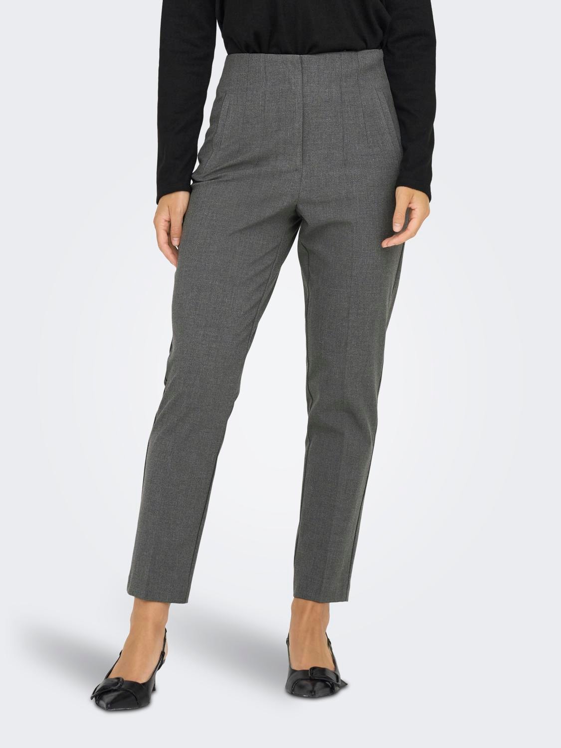 ONLY Højtaljede chinos -Dark Grey - 15309203