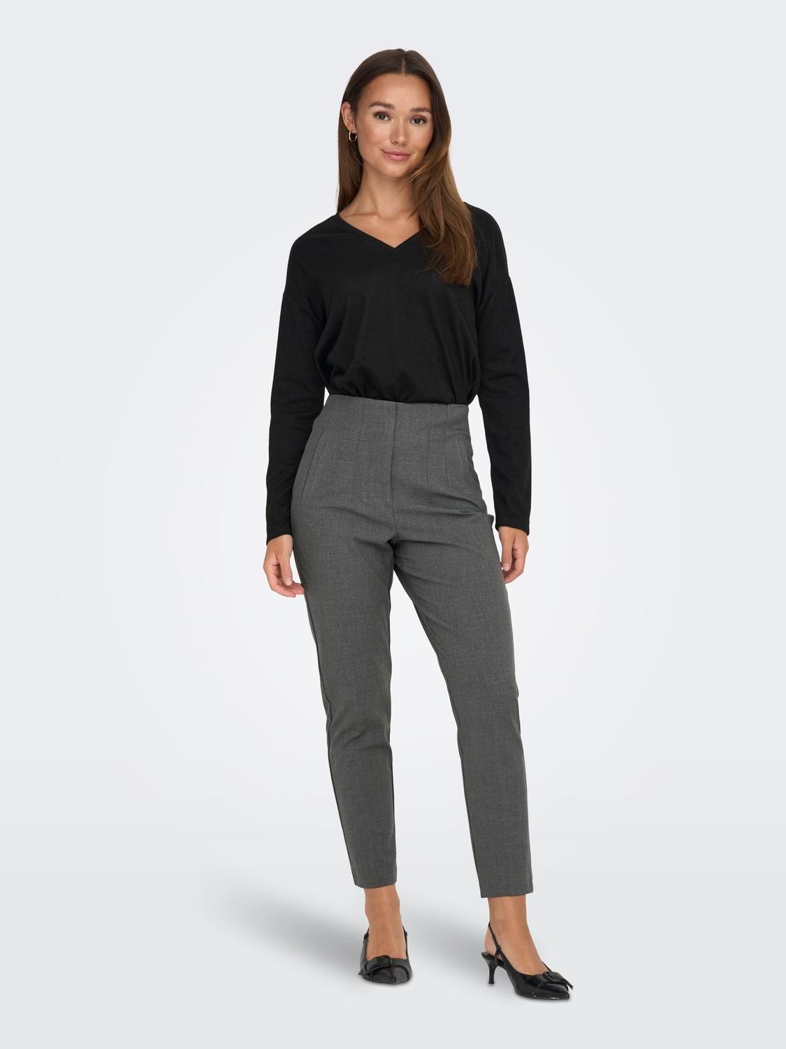 ONLY High waisted chinos -Dark Grey - 15309203