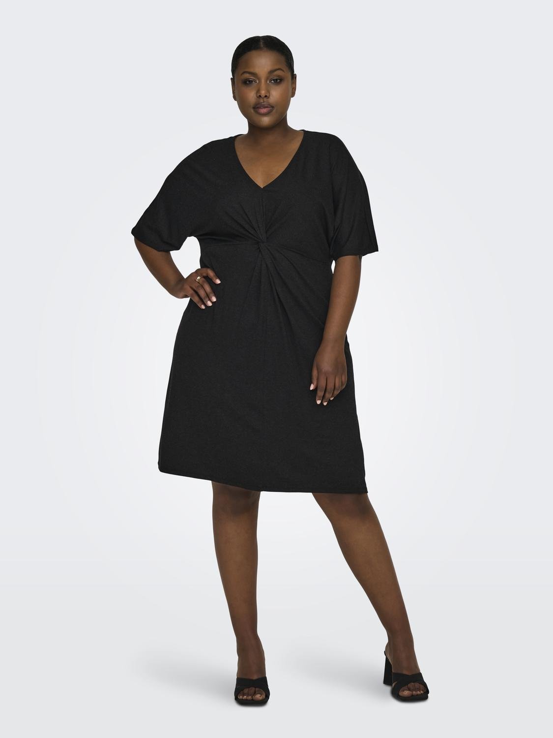 ONLY Regular Fit V-hals Kort kjole -Dark Grey Melange - 15309351