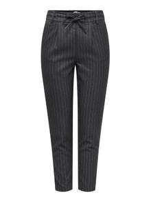ONLY Stribet bukser med mellemhøj talje -Dark Grey Melange - 15309363