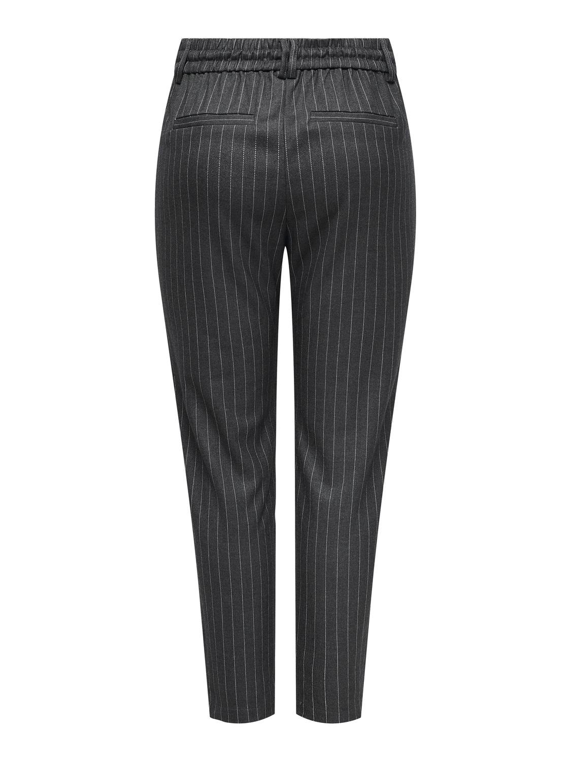 ONLY Mid waist pants with stripes -Dark Grey Melange - 15309363