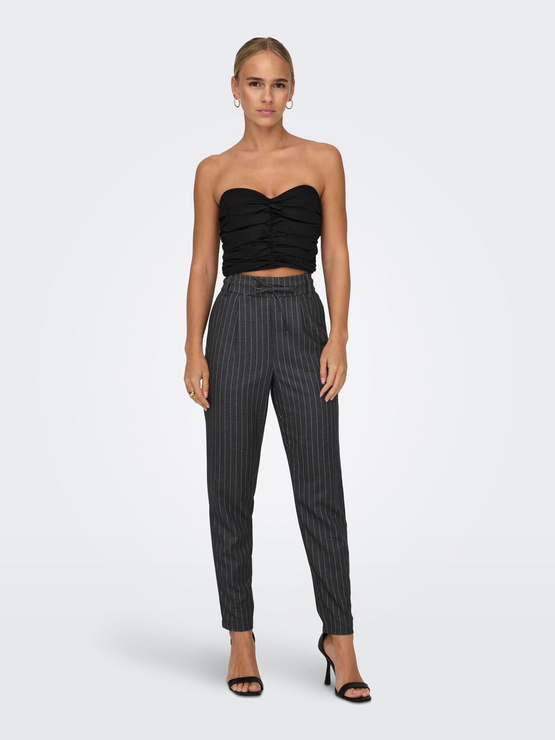 ONLY Pantalons Regular Fit Taille moyenne -Dark Grey Melange - 15309363