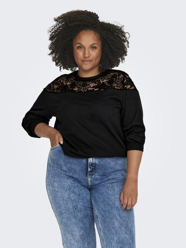 ONLY Curvy sweatshirt with lace - 15309401