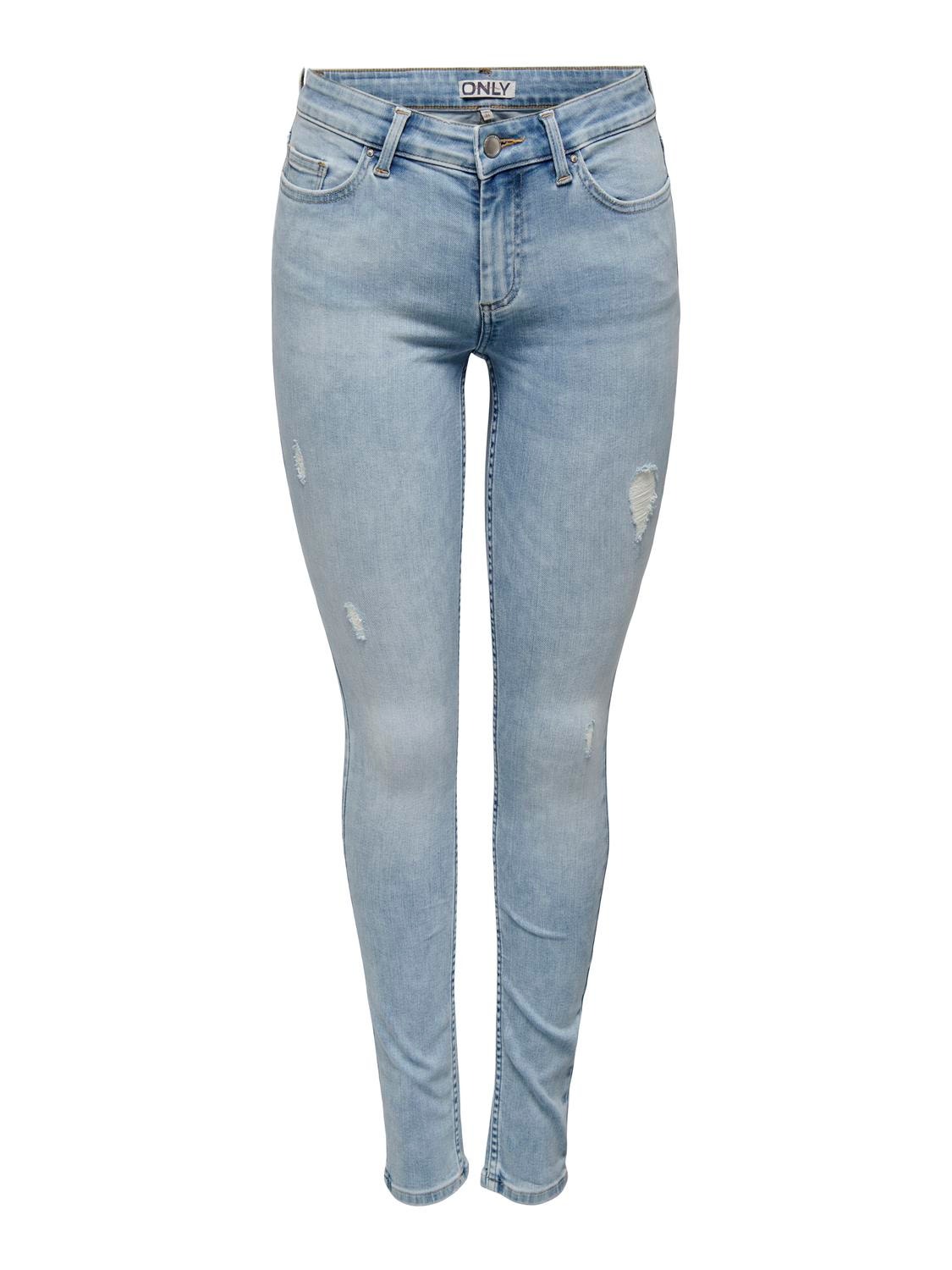 ONLY Skinny Fit Medelhög midja Jeans -Light Blue Denim - 15309473