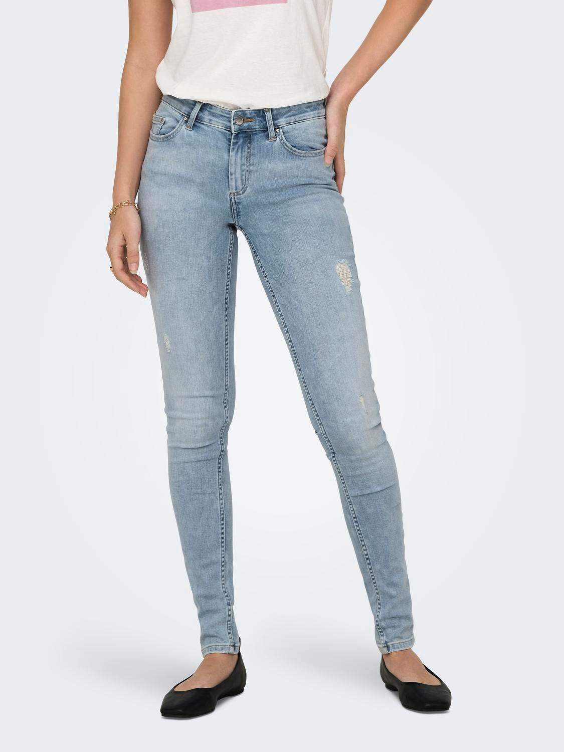 ONLY ONLBLUSH MID waist SKINNY Jeans -Light Blue Denim - 15309473