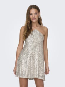 ONLY Regular fit Halternek Korte jurk -Pumice Stone - 15309745