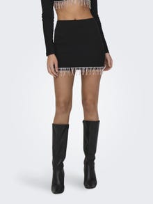 ONLY Mini nederdel med flæser -Black - 15309817