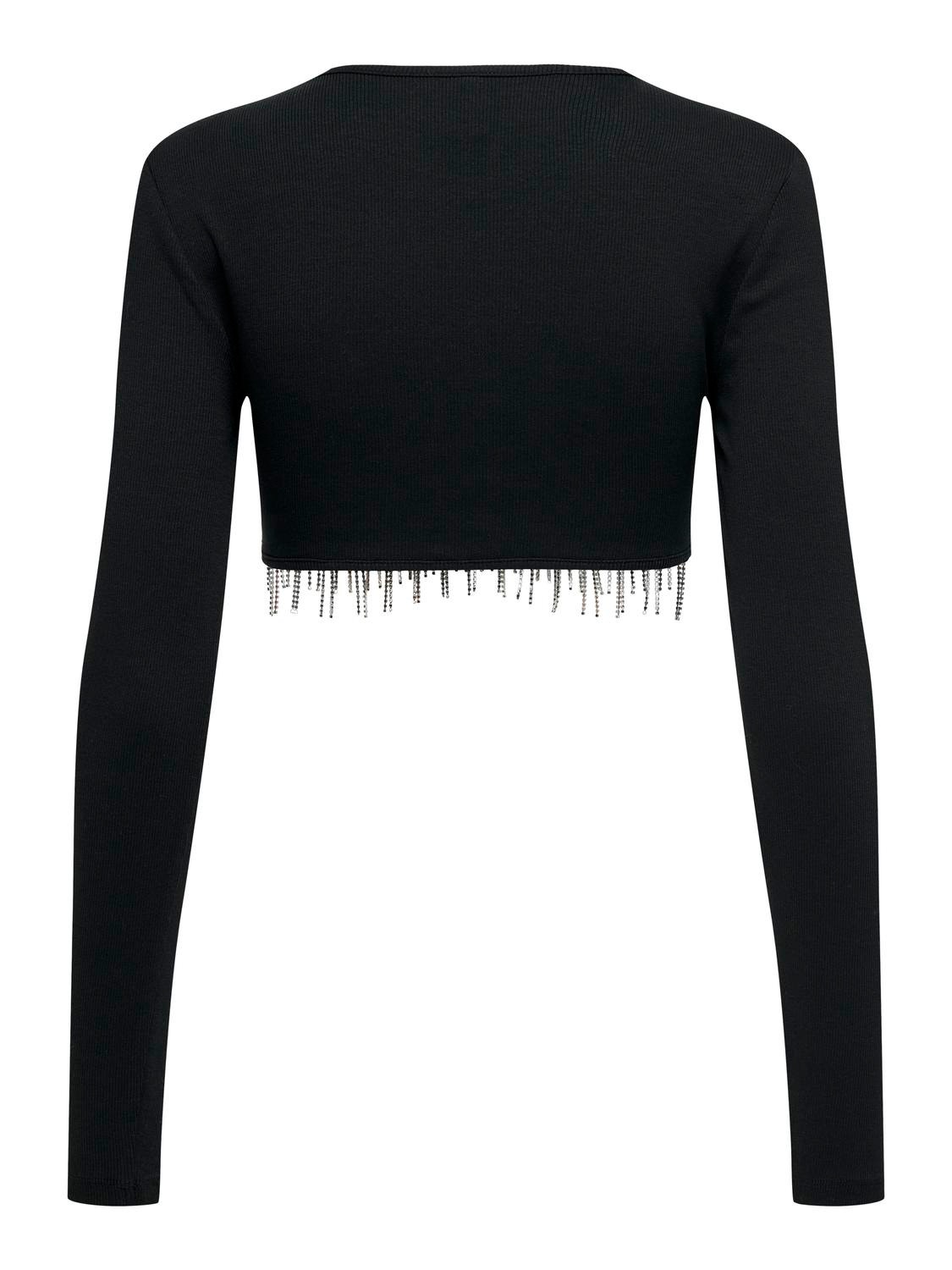 ONLY Cropped o-neck top -Black - 15309819