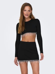ONLY Cropped o-neck top -Black - 15309819