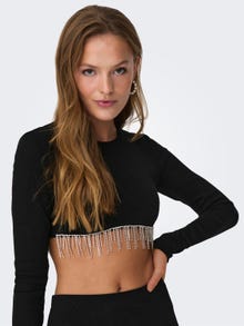 ONLY Cropped o-hals top -Black - 15309819