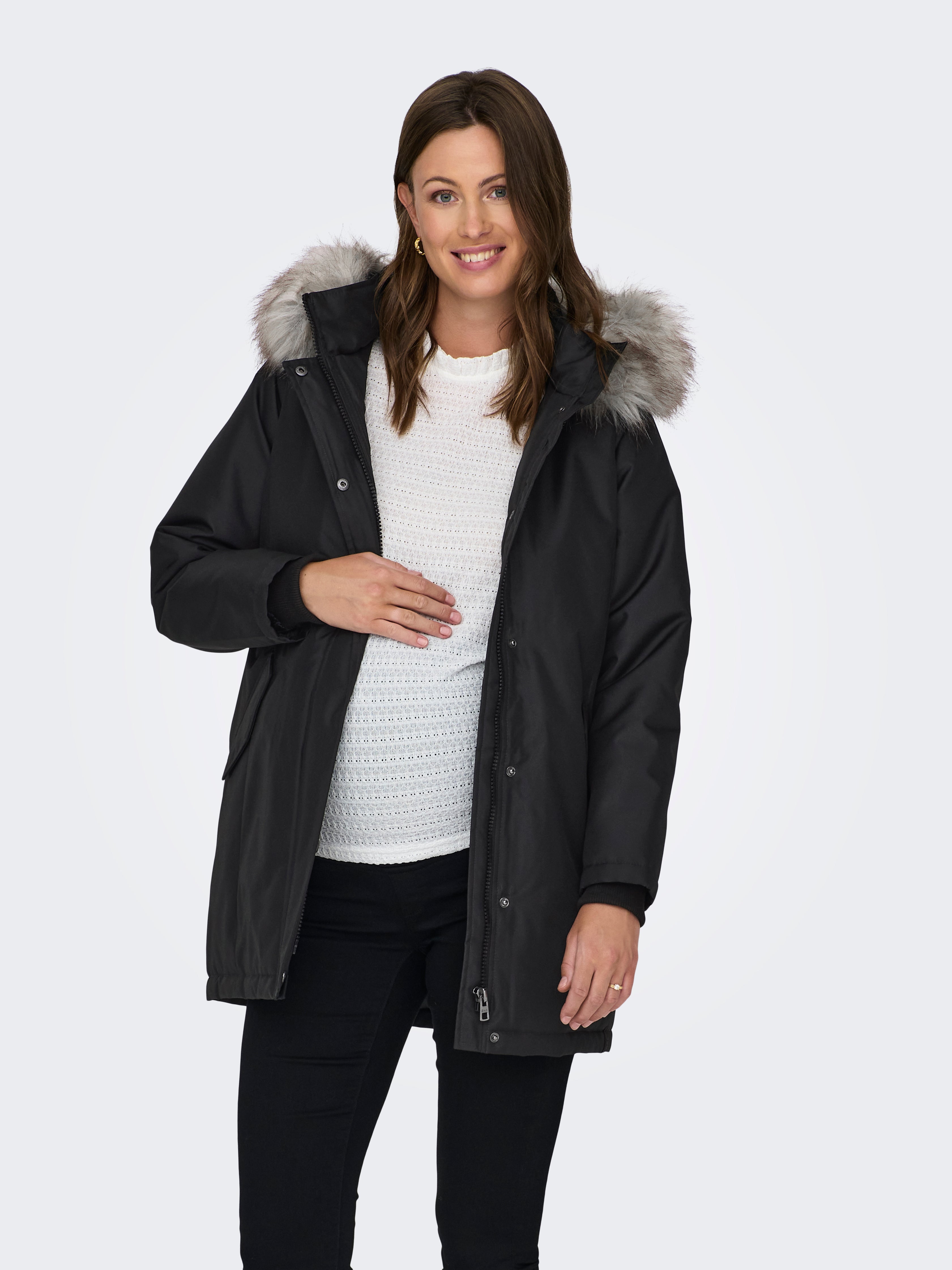 Maternity faux fur coat sale