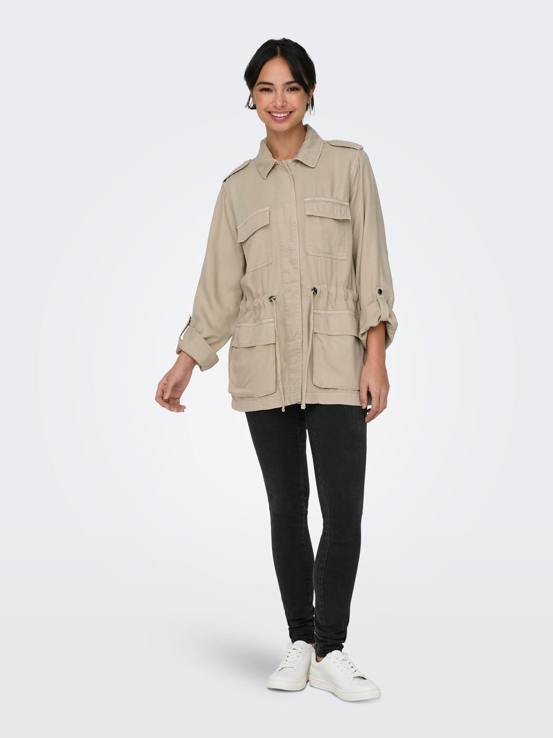 ONLY Spread collar Sleeves with fold-up Jacket -Silver Lining - 15309829